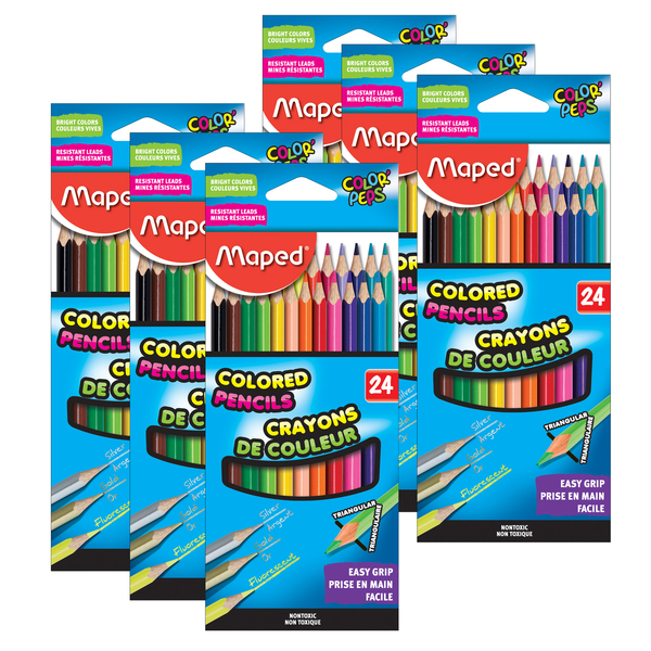 Maped Triangular Colored Pencils, 24 Count, PK6 832046ZV